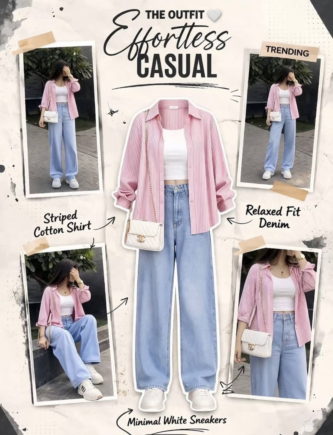 Pink stripe casual look